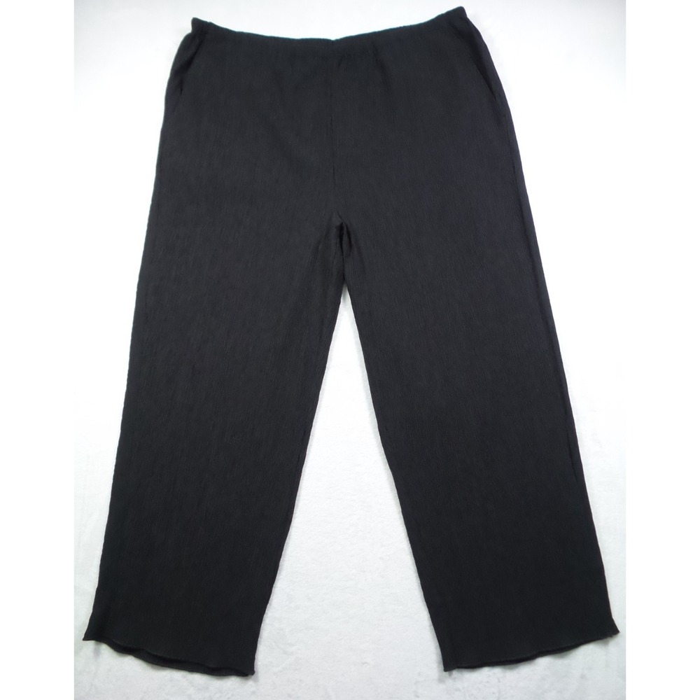 Everlane Pants Women Size XXL Black The Crinkle Knit Straight Leg Pockets NWT